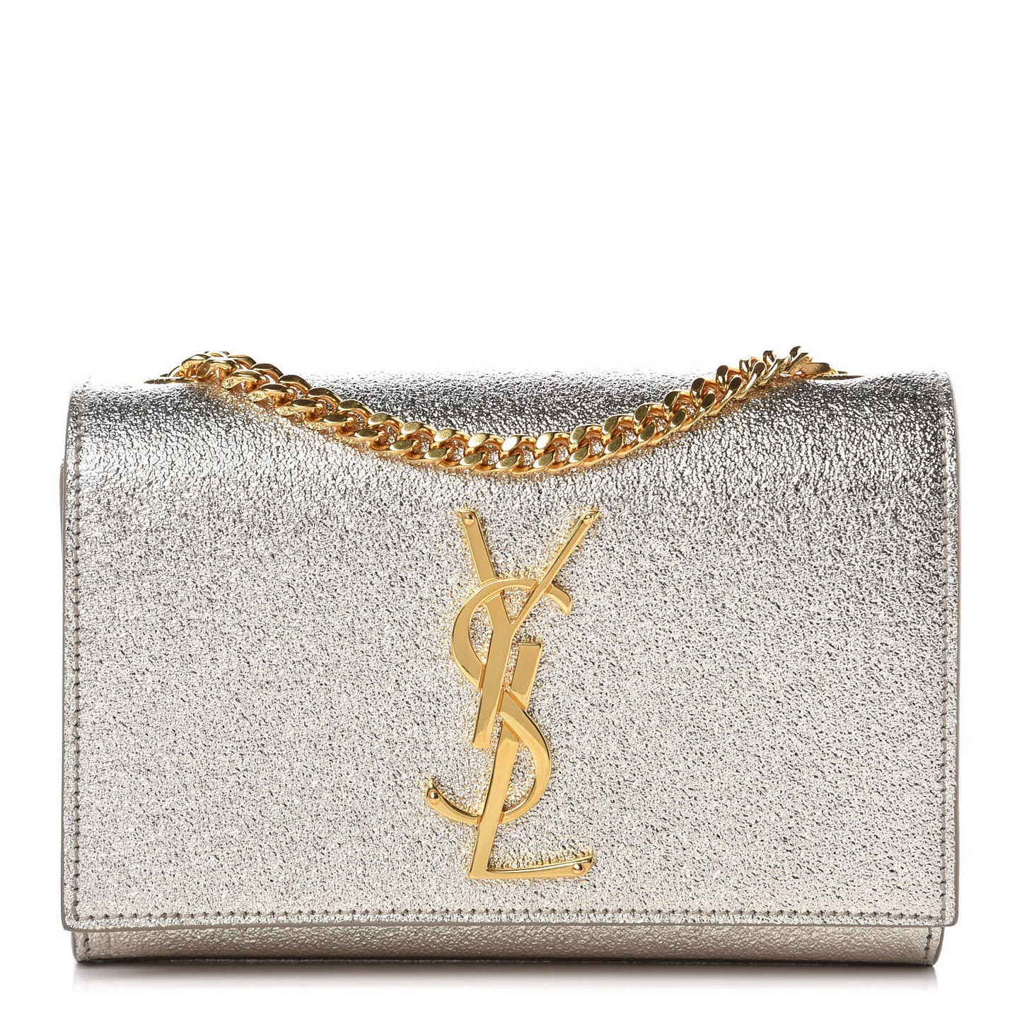 Metallic Calfskin Small Classic Monogram Kate Satchel Pale Gold