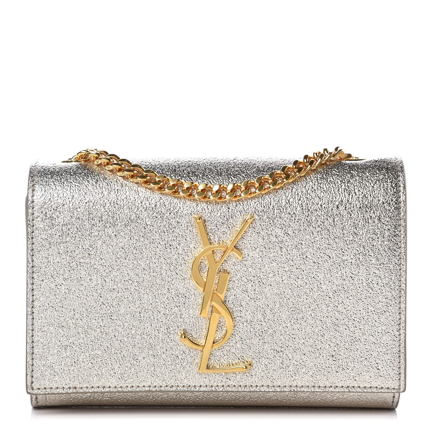 Saint Laurent Metallic Calfskin Small Classic Monogram Kate Satchel Pale Gold 1 of 8