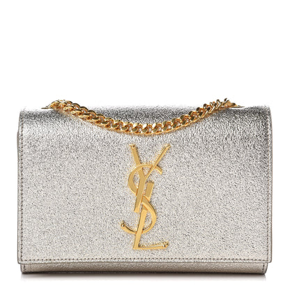 Saint Laurent Metallic Calfskin Small Classic Monogram Kate Satchel Pale Gold 1 of 8