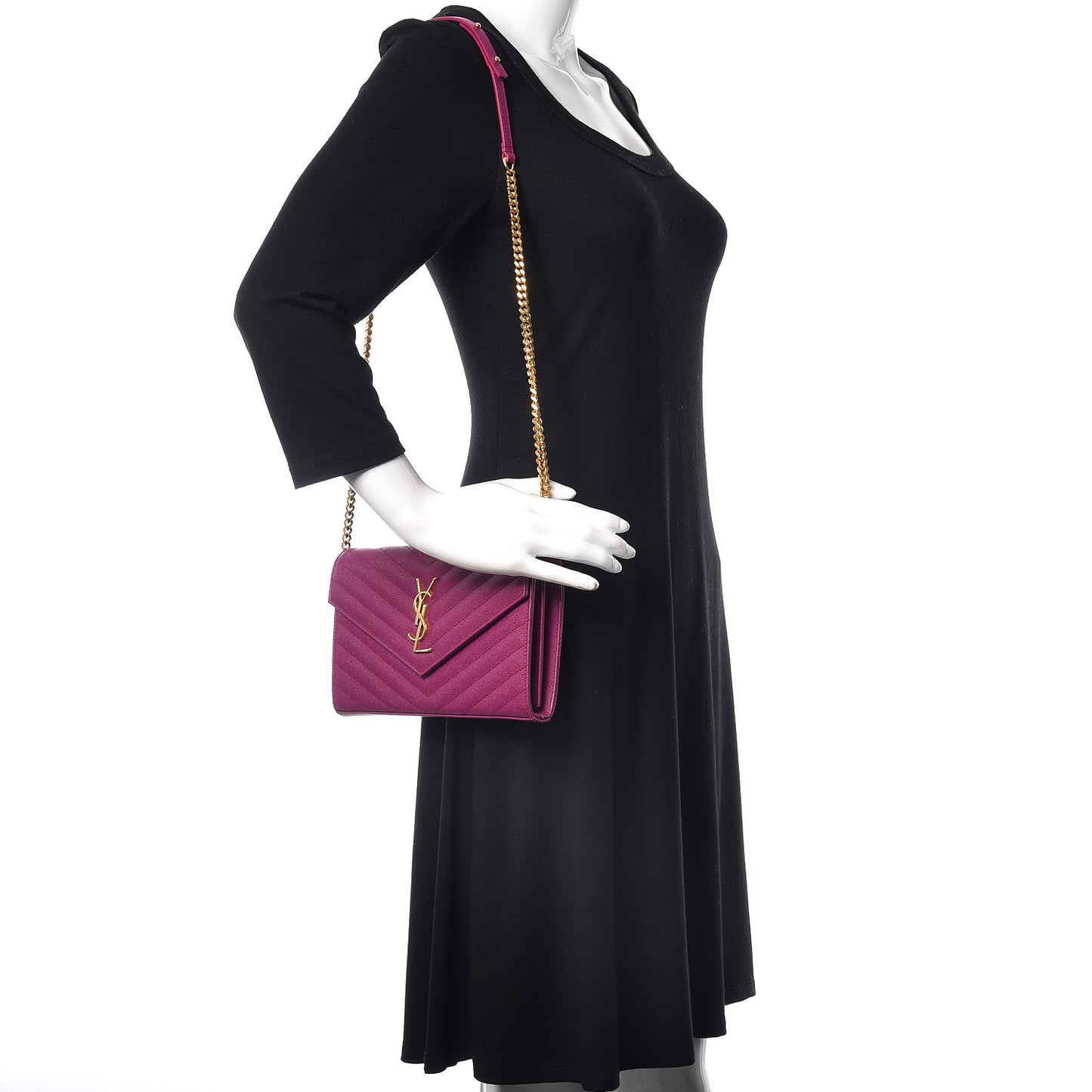 Grain De Poudre Matelasse Chevron Monogram Chain Wallet Dark Grape