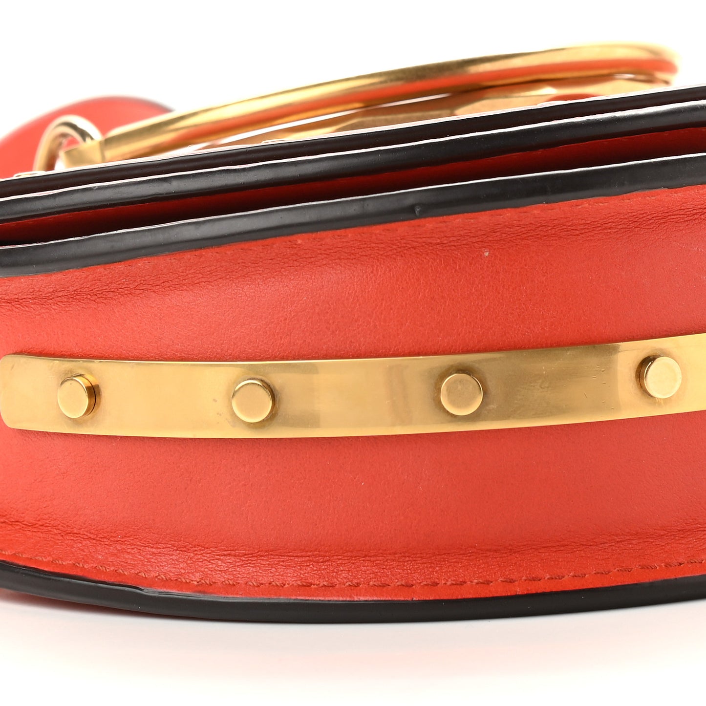 Calfskin Small Nile Bracelet Minaudiere Bag Sepia Red