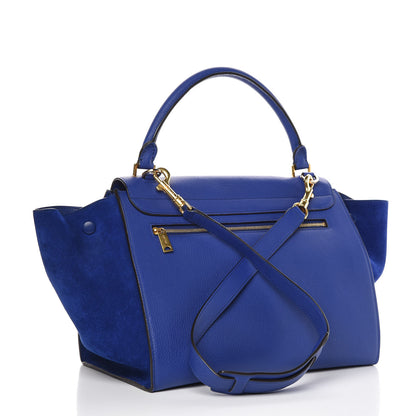 Celine Drummed Calfskin Suede Medium Trapeze Indigo 3 of 13
