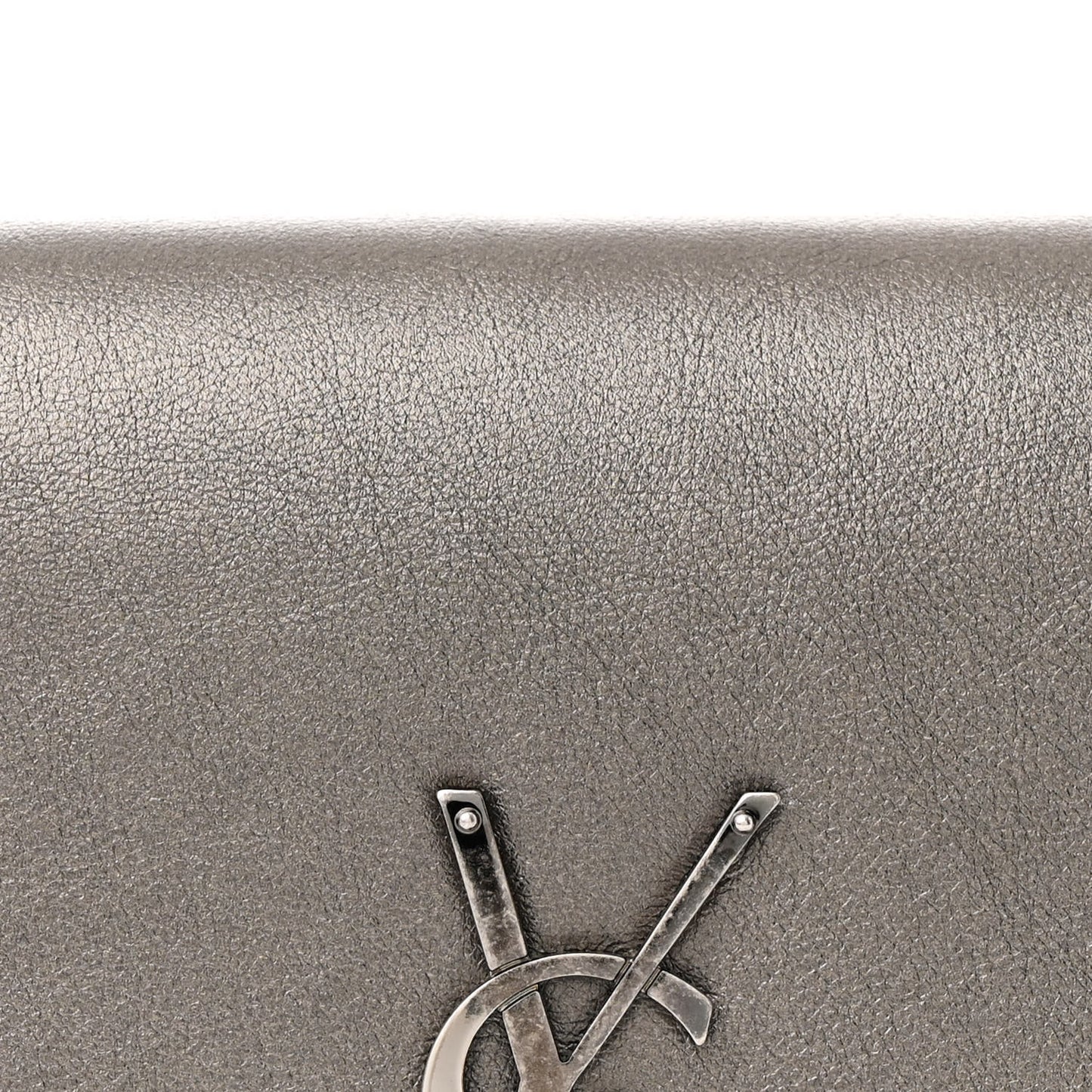 Metallic Smooth Calfskin Classic Monogram Kate Tassel Chain Wallet Grey