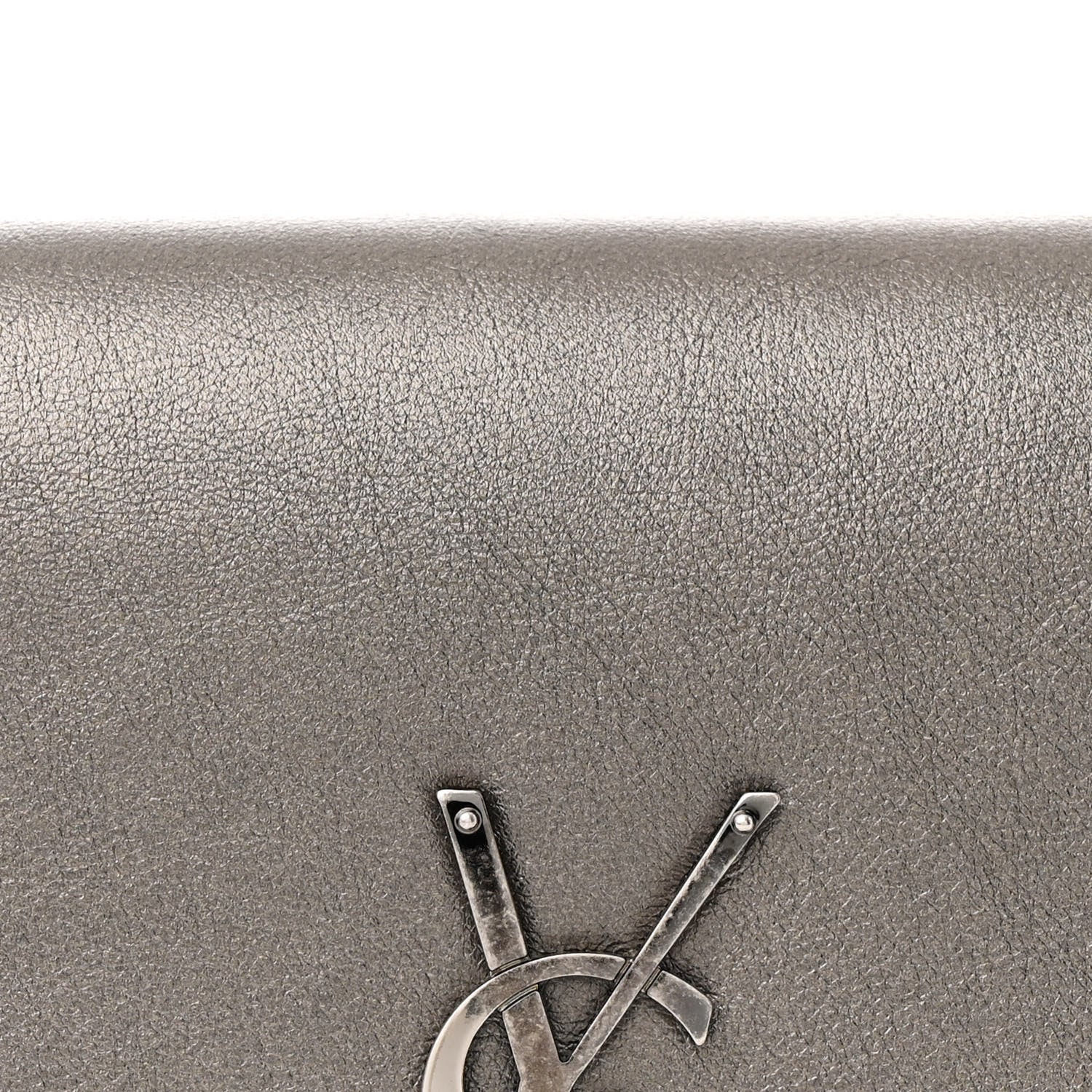 Saint Laurent Metallic Smooth Calfskin Classic Monogram Kate Tassel Chain Wallet Grey 8 of 11