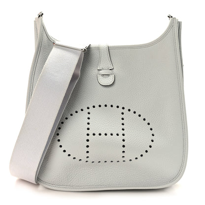 Hermes Taurillon Clemence Evelyne III PM Bleu Pale 1 of 10