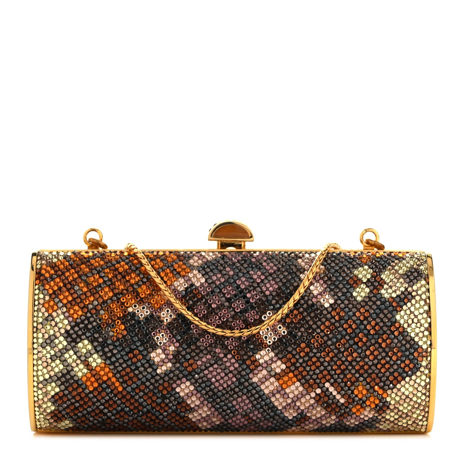 Judith Leiber Swarovski Crystal Minaudiere Clutch Gold Multicolor 1 of 8