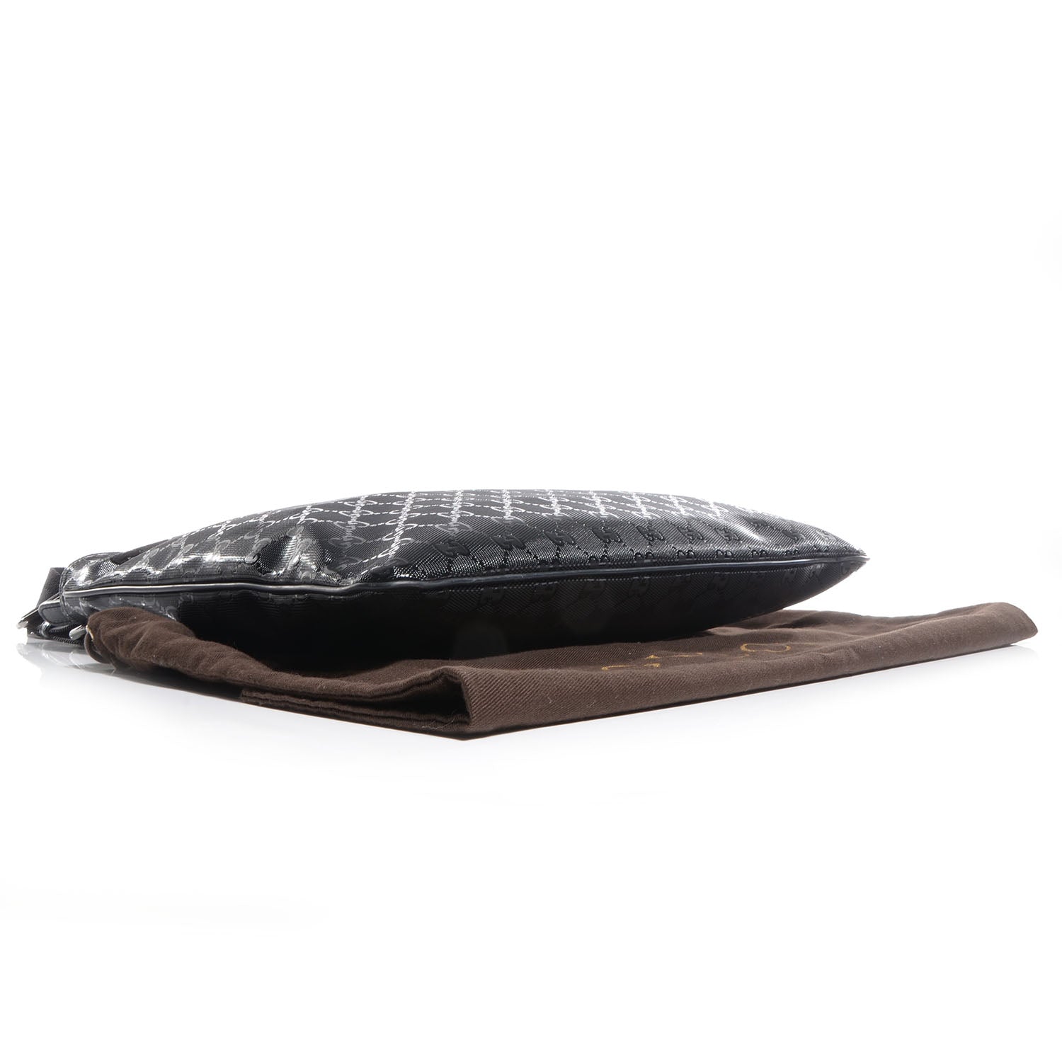 Gucci Imprime Monogram Medium Flat Messenger Bag Black 4 of 7