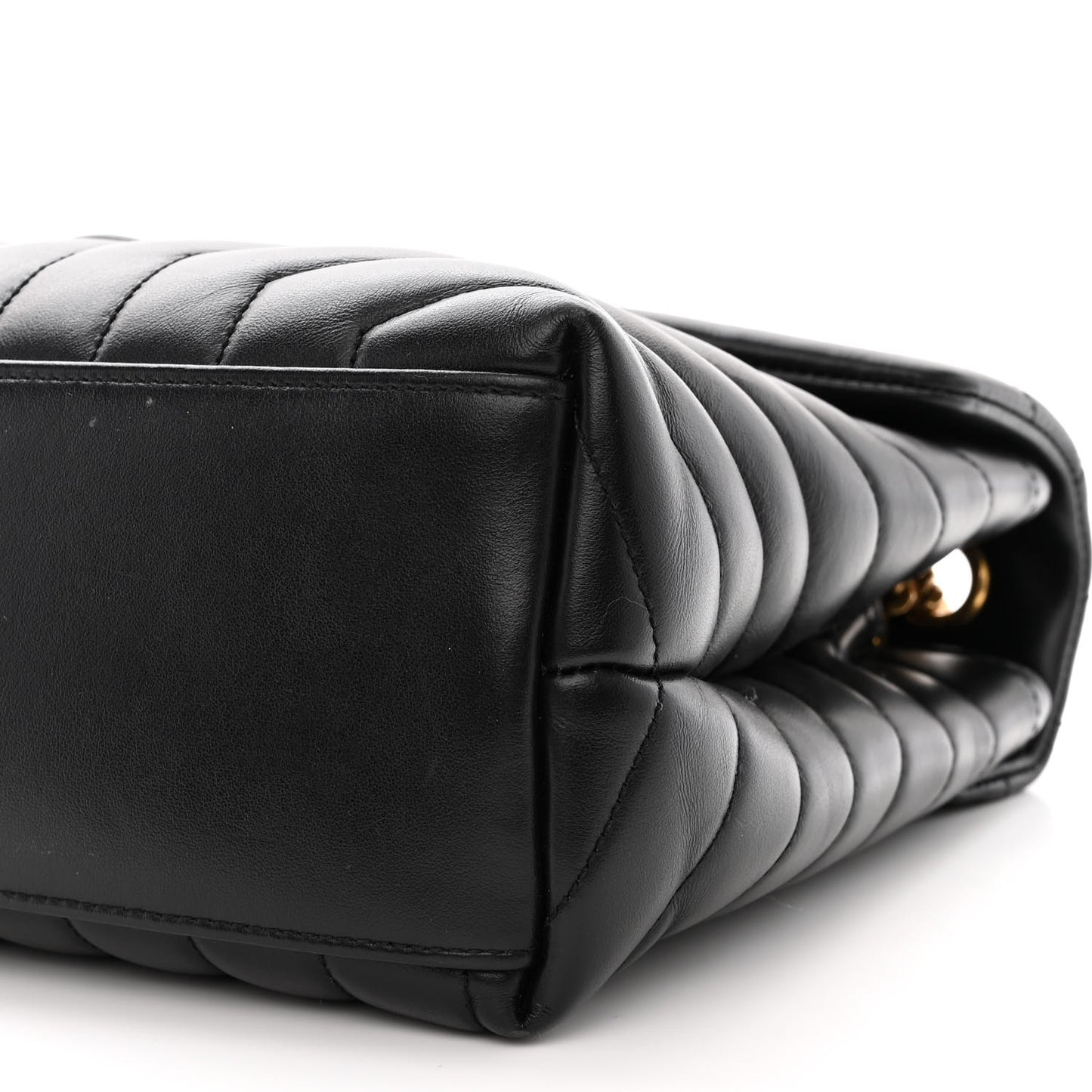 Calfskin Y Quilted Monogram Medium Loulou Chain Satchel Black