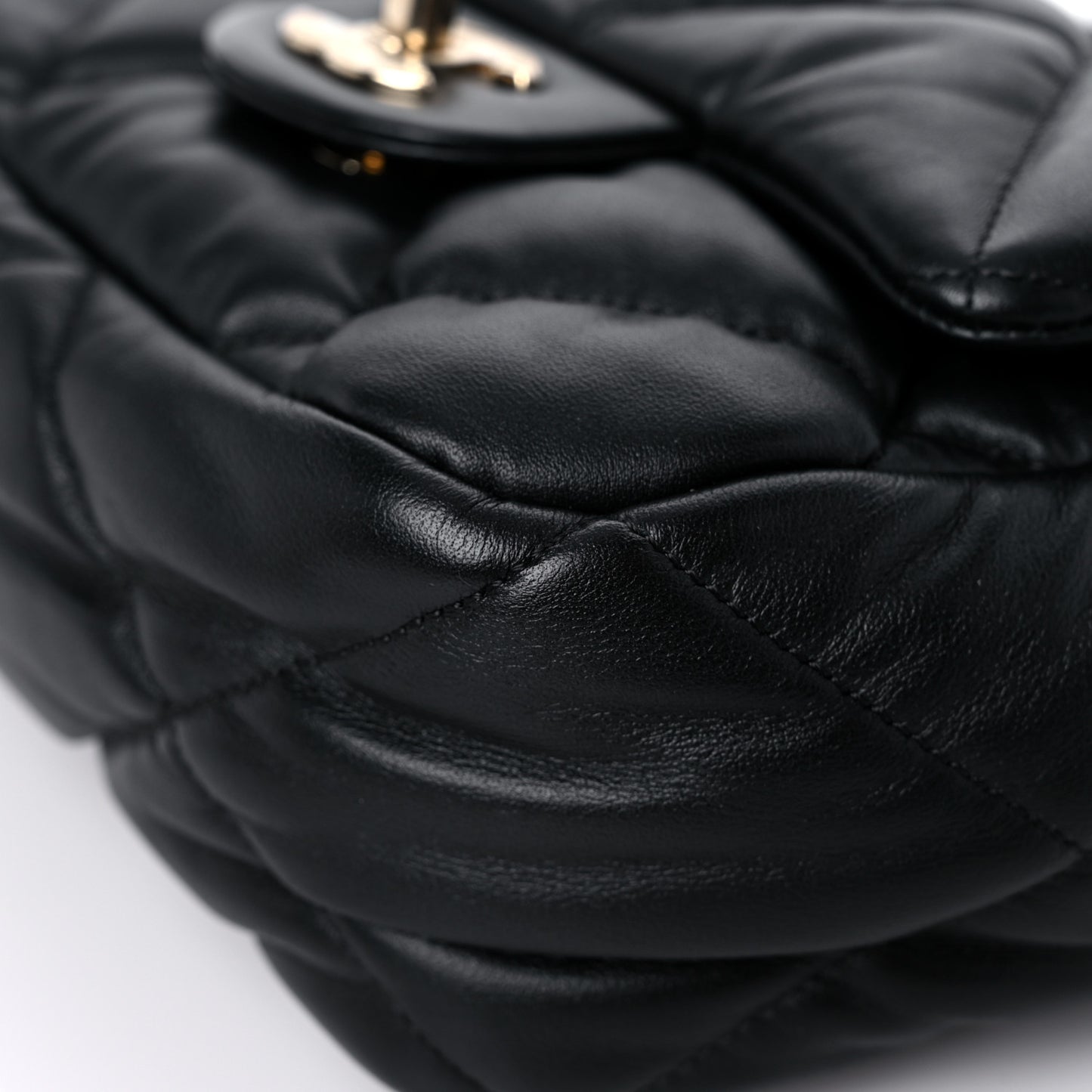 Calfskin Quilted Mini Square Bubbly Flap Black