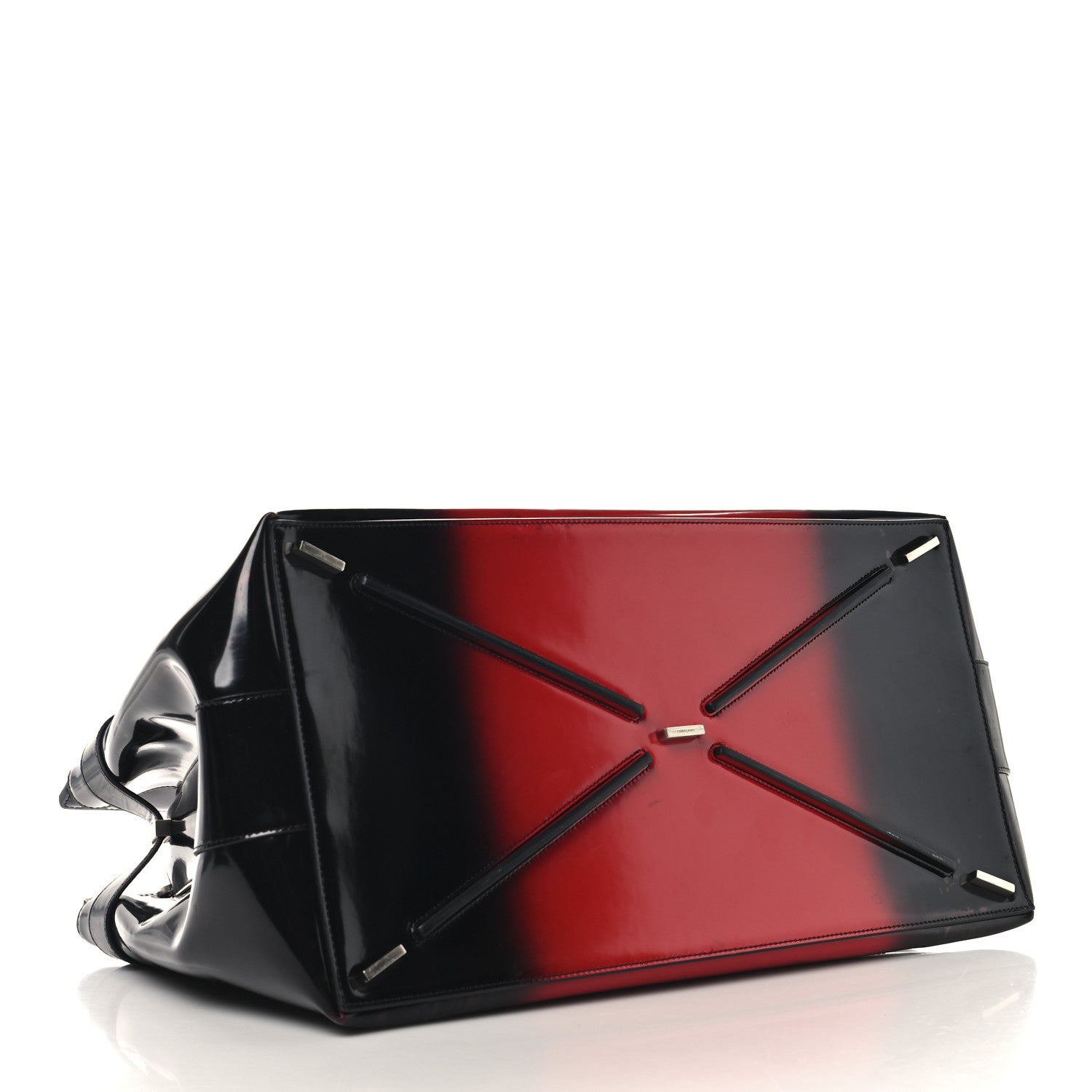 Salvatore Ferragamo Smooth Airbrushed Calfskin XL Gancini Buckles Tote Bag Flame Red Black 4 of 14
