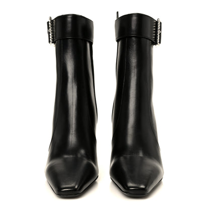 Saint Laurent Goatskin Crystal Buckle Claude 90 Ankle Booties 38 Black 3 of 11