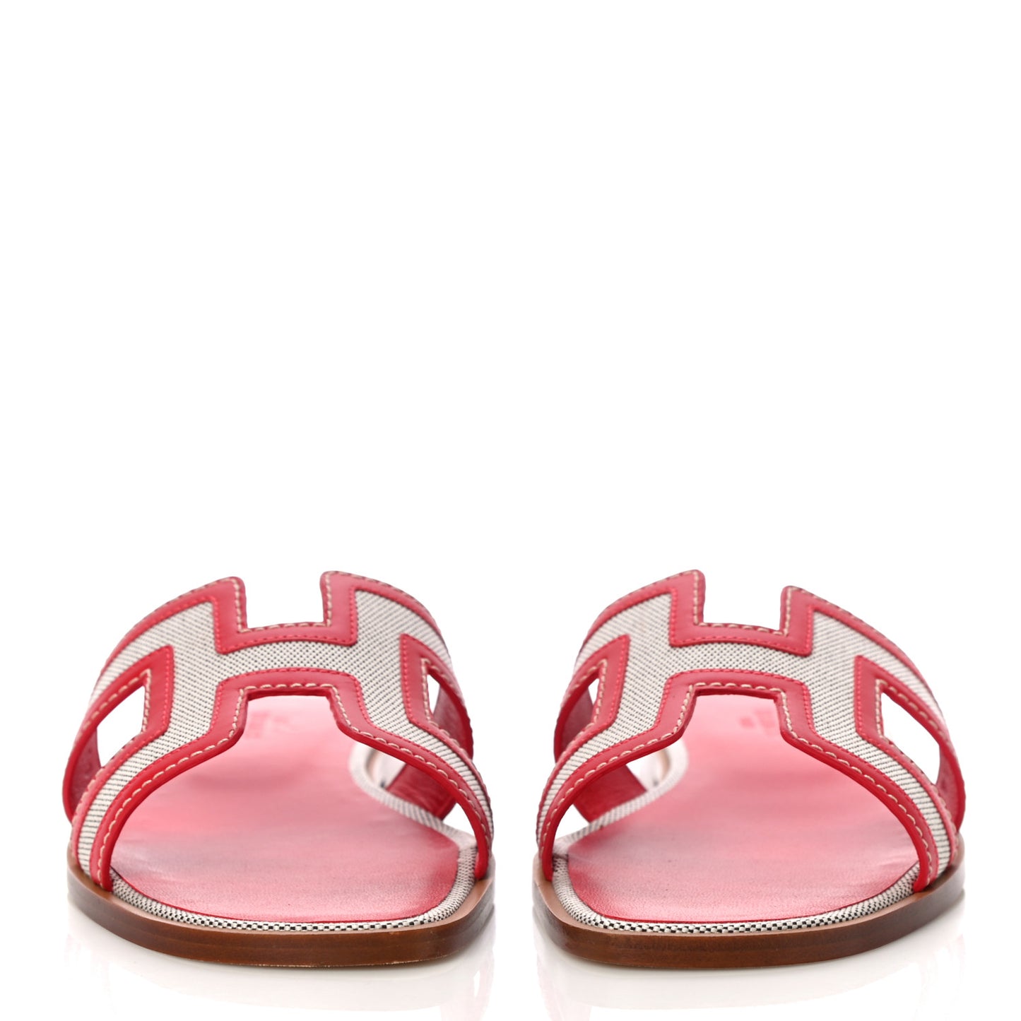 Canvas Calfskin Oran Sandals 37 Prunoir Rouge A Levre