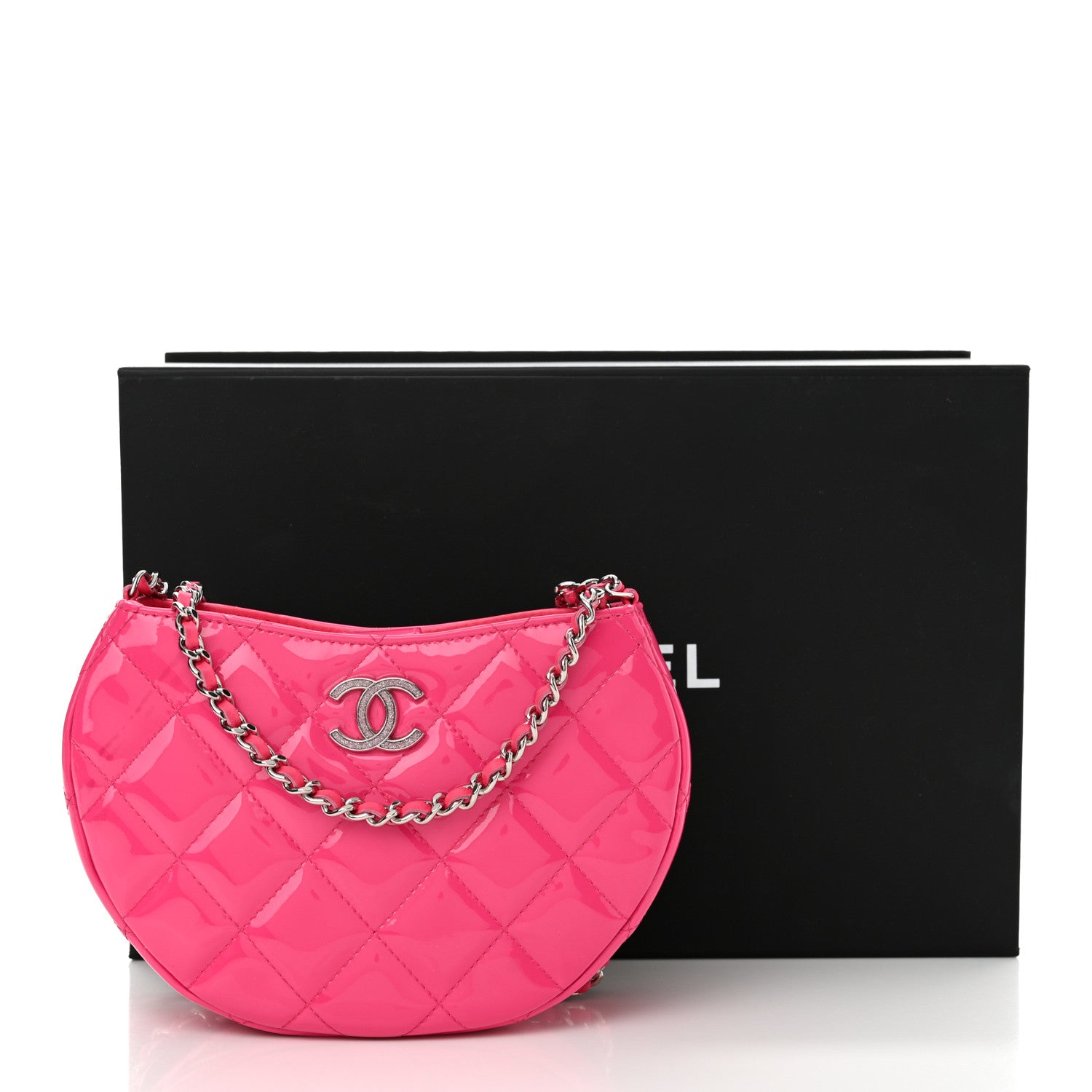 Chanel Patent Calfskin Quilted Enamel CC Charms Hobo Pink 1532456