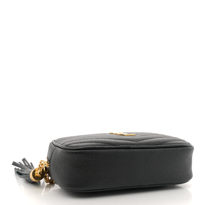 Saint Laurent Grain De Poudre Matelasse Monogram Mini Lou Camera Bag Black 4 of 13