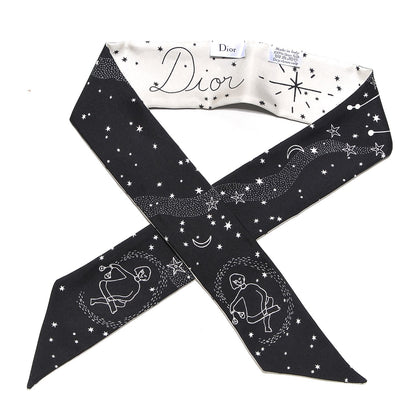 Christian Dior Silk Zodiac Libra Mitzah Scarf Black 1 of 4