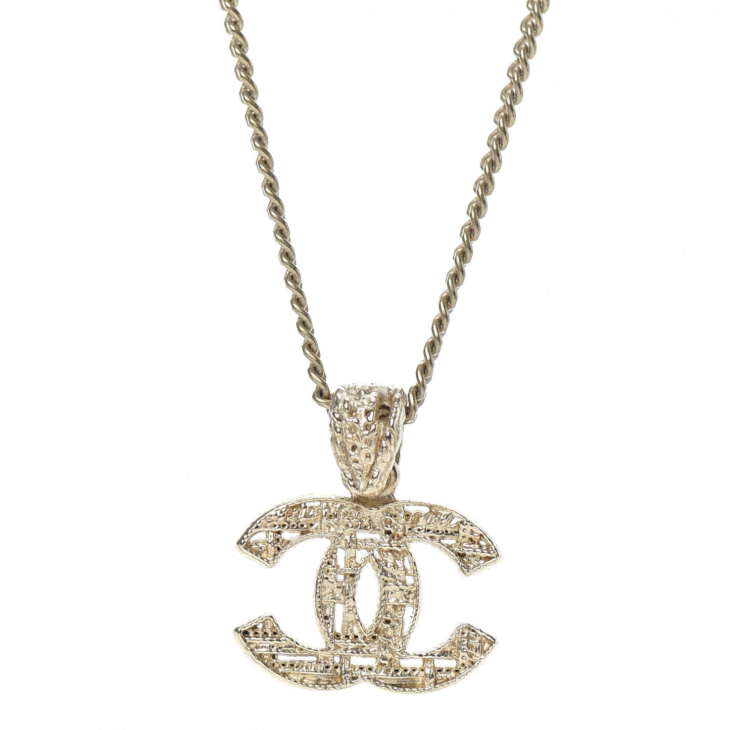 Tweed Effect CC Necklace Gold
