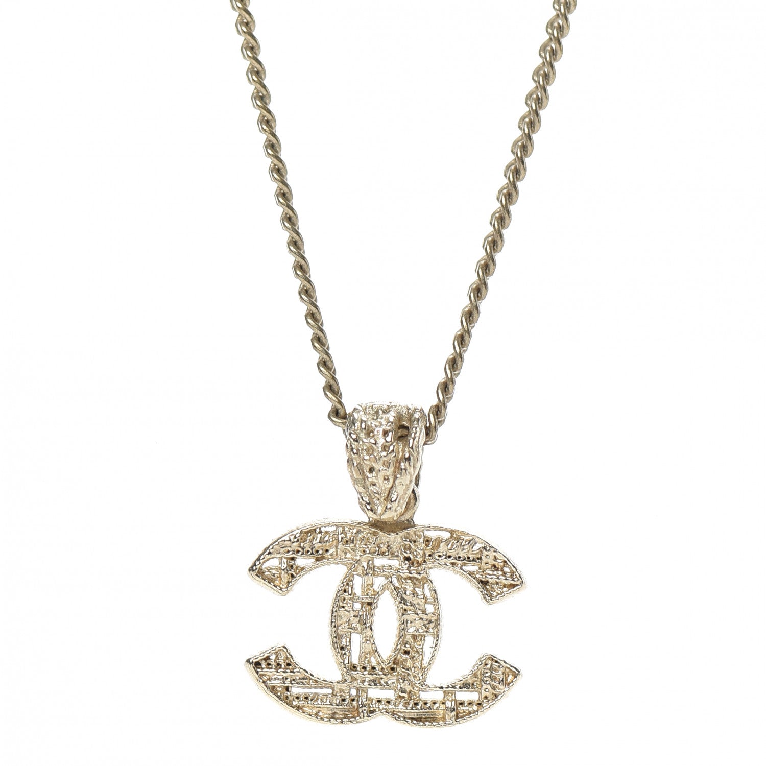 Chanel Tweed Effect CC Necklace Gold 4 of 6