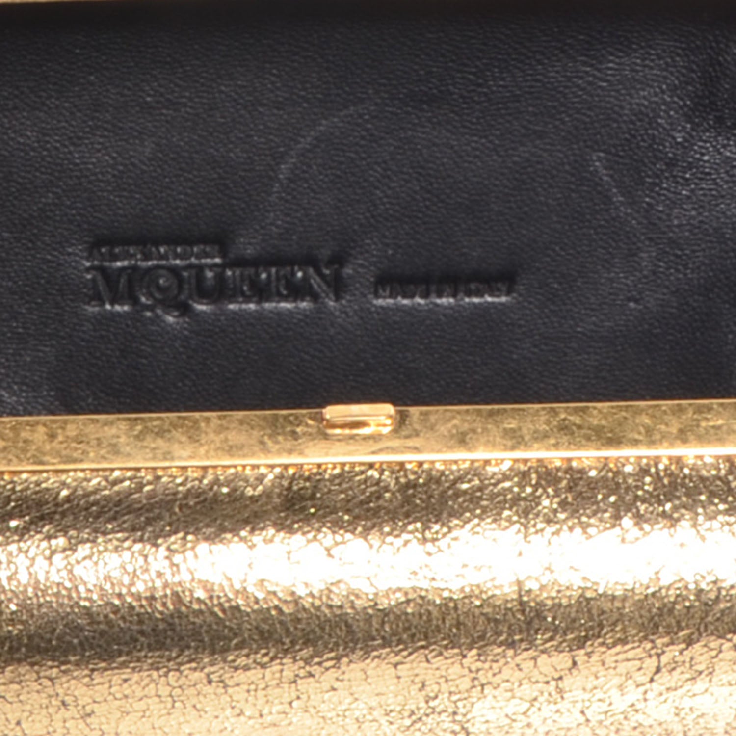 Alexander McQueen Metallic Crackled Leather Skull Box Clutch Gold 6 of 7