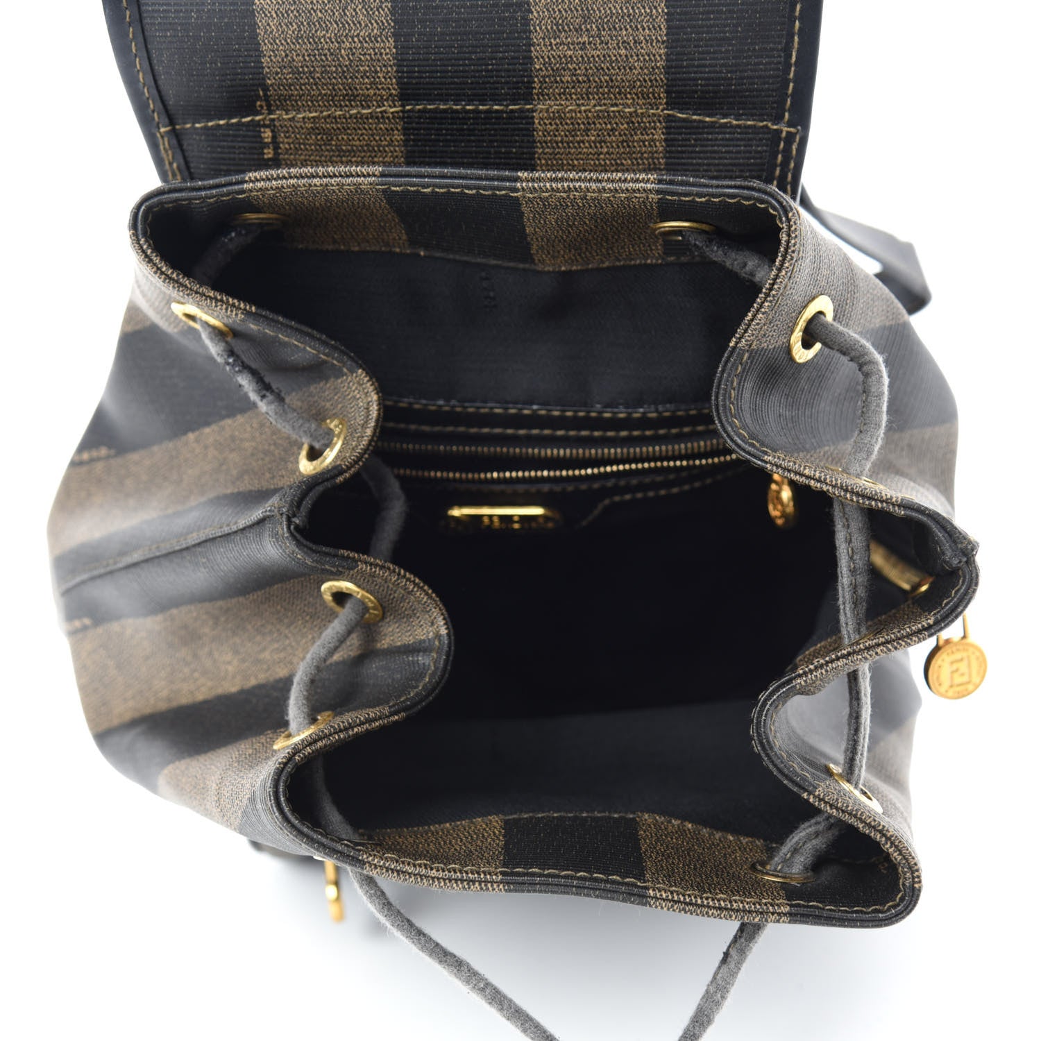 Fendi Coated Canvas Pequin Drawstring Backpack Tobacco 5 of 9