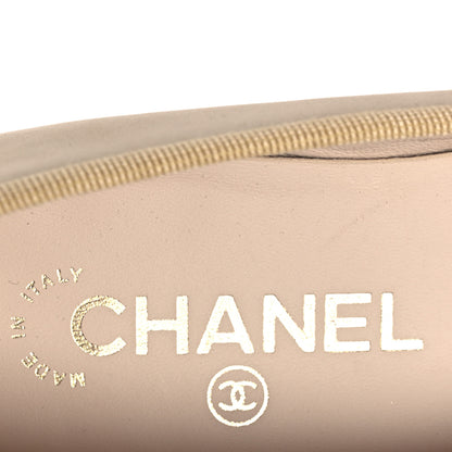 Chanel Suede Calfskin Cap Toe CC Ballerina Flats 36 Beige 9 of 11