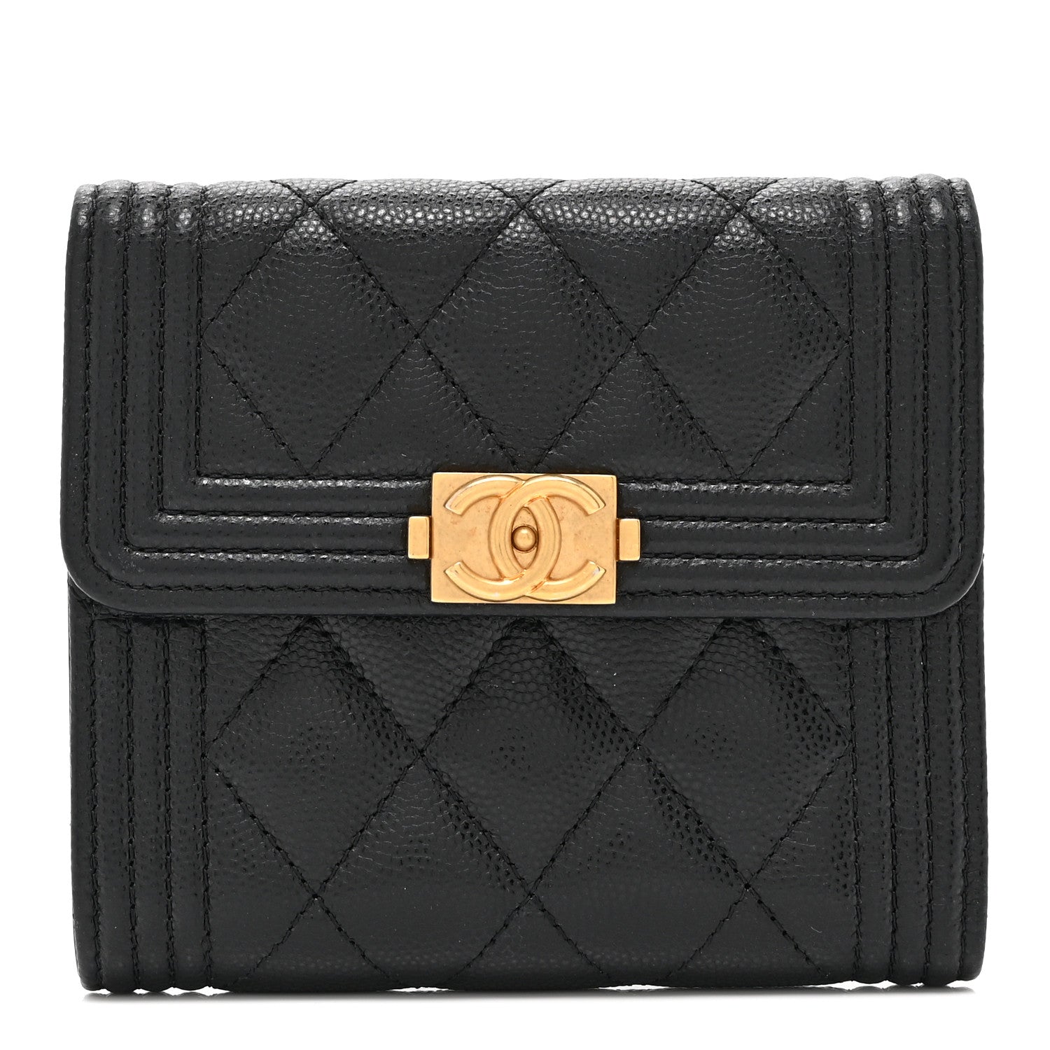 Chanel Caviar Quilted Compact Boy Wallet Black 1 of 11