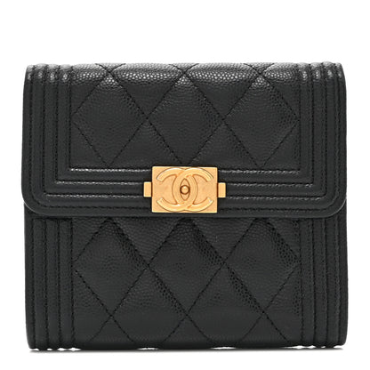 Chanel Caviar Quilted Compact Boy Wallet Black 1 of 11