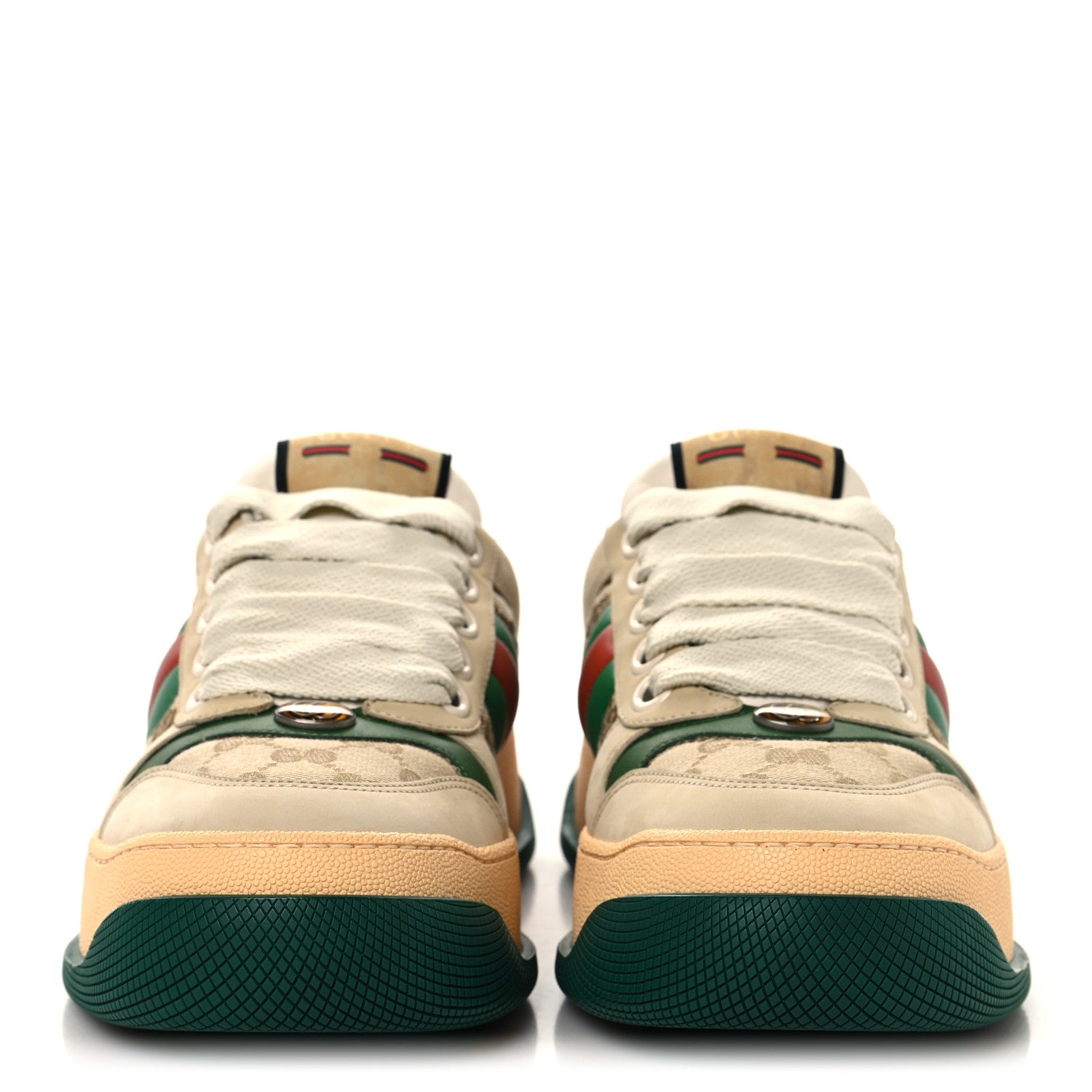 Gucci GG Monogram Nubuck Web Womens Screener GG Motif Sneakers 39 Beige Green 3 of 9