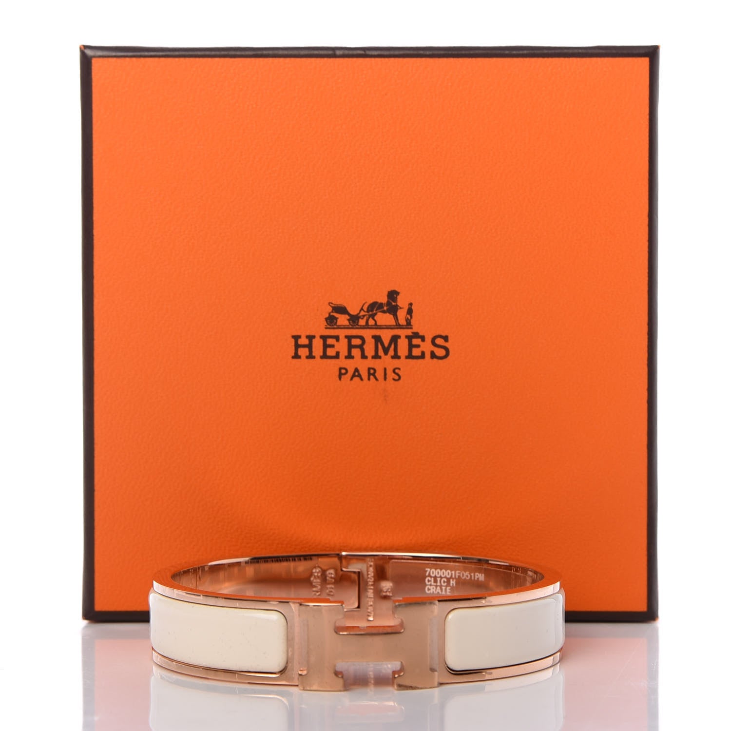 Hermes Enamel Narrow Clic Clac H Bracelet PM Craie 5 of 5