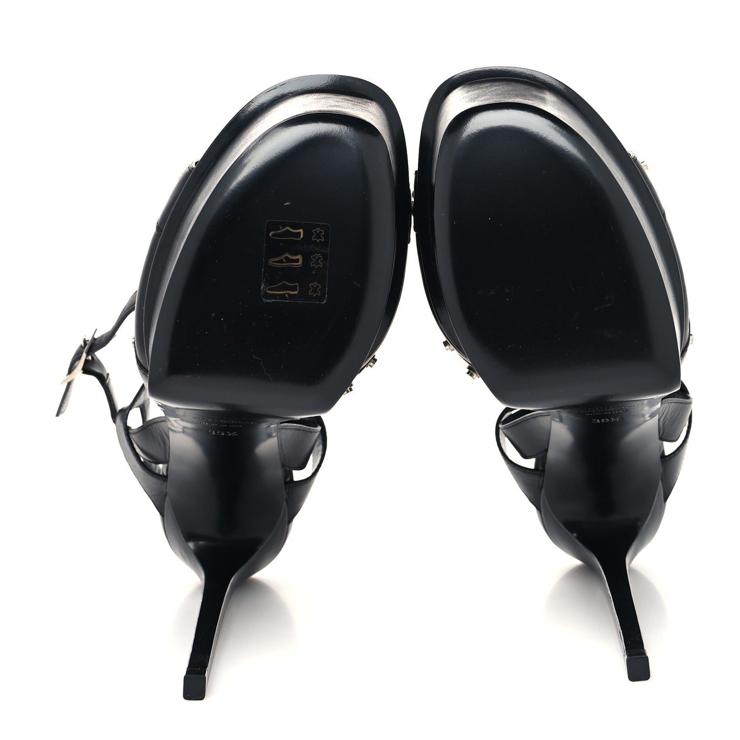 Calfskin Tribute 105 Studded Platform Sandals 39.5 Black