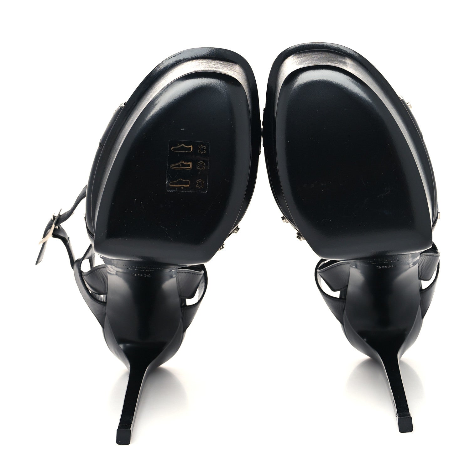 Saint Laurent Calfskin Tribute 105 Studded Platform Sandals 39.5 Black 5 of 8