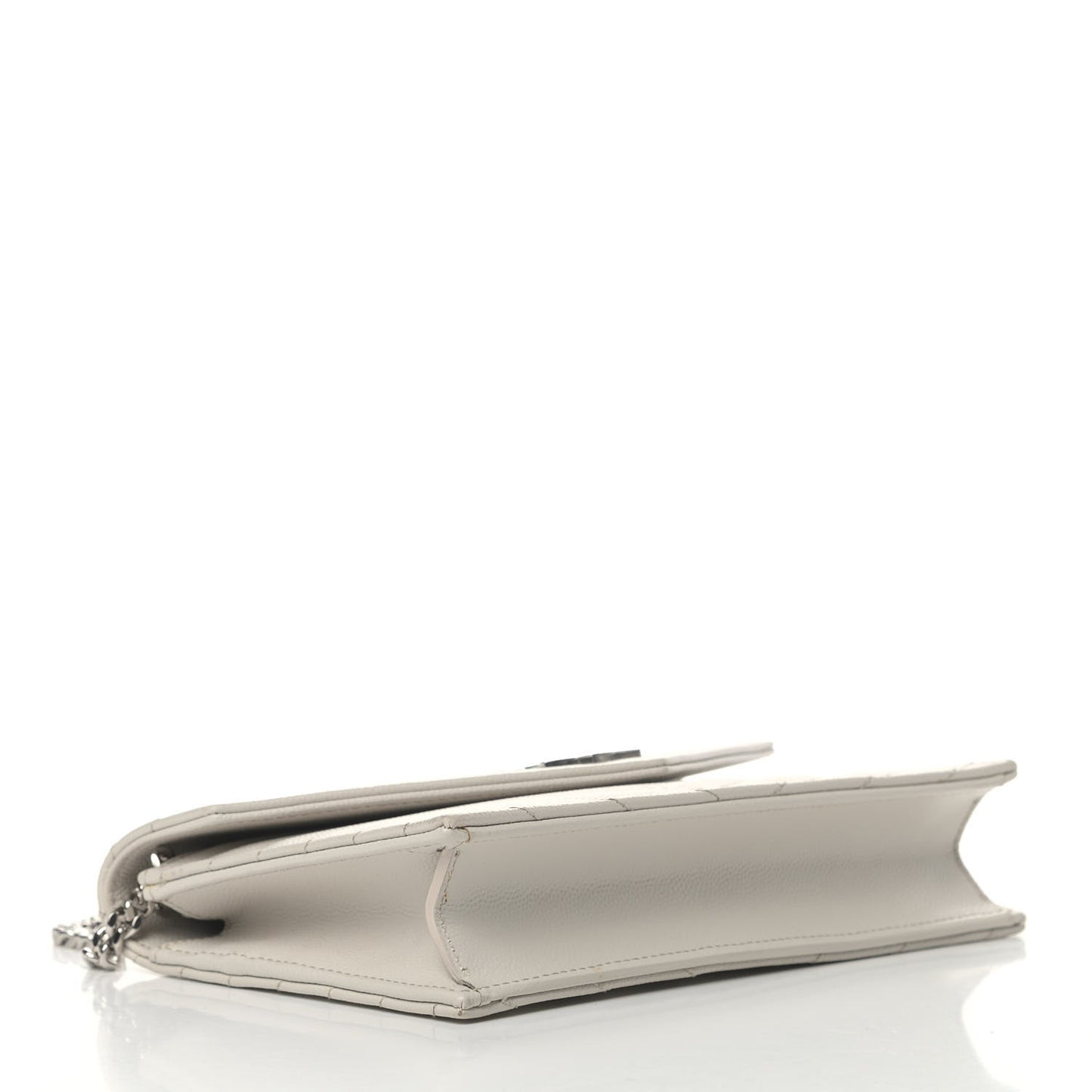 Grain De Poudre Matelasse Chevron Monogram Envelope Chain Wallet Optical White