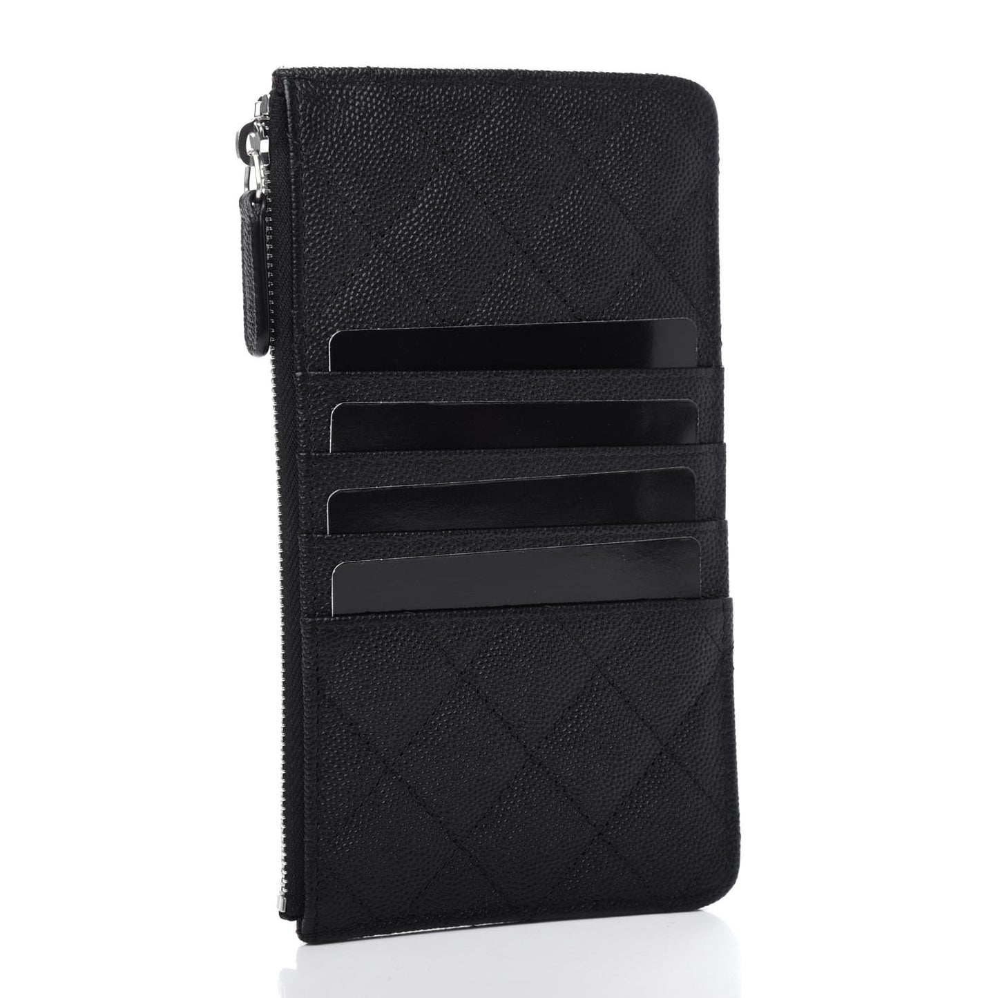 Caviar Quilted Classic Flat Wallet Pouch Black