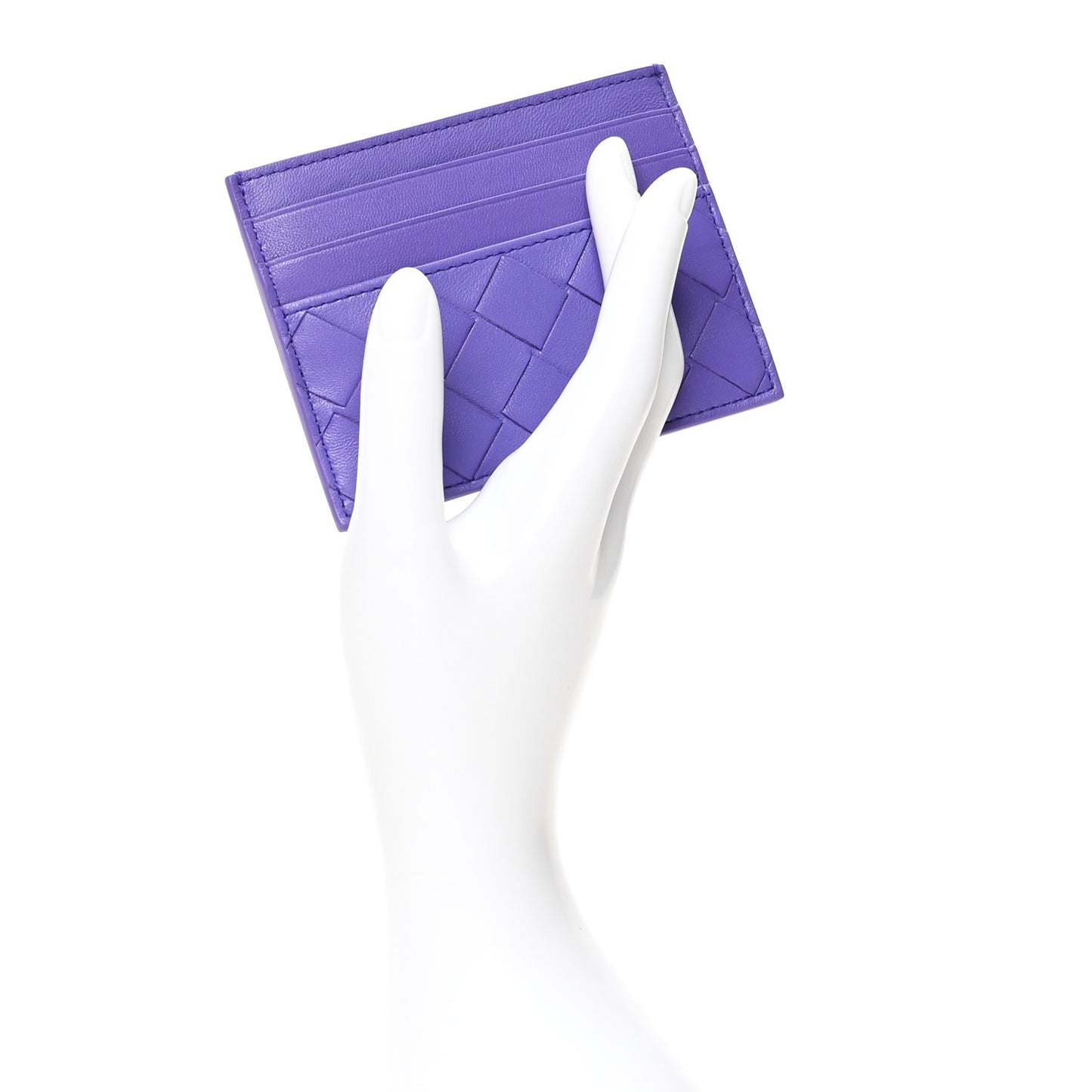 Nappa Intrecciato Woven Card Holder Purple