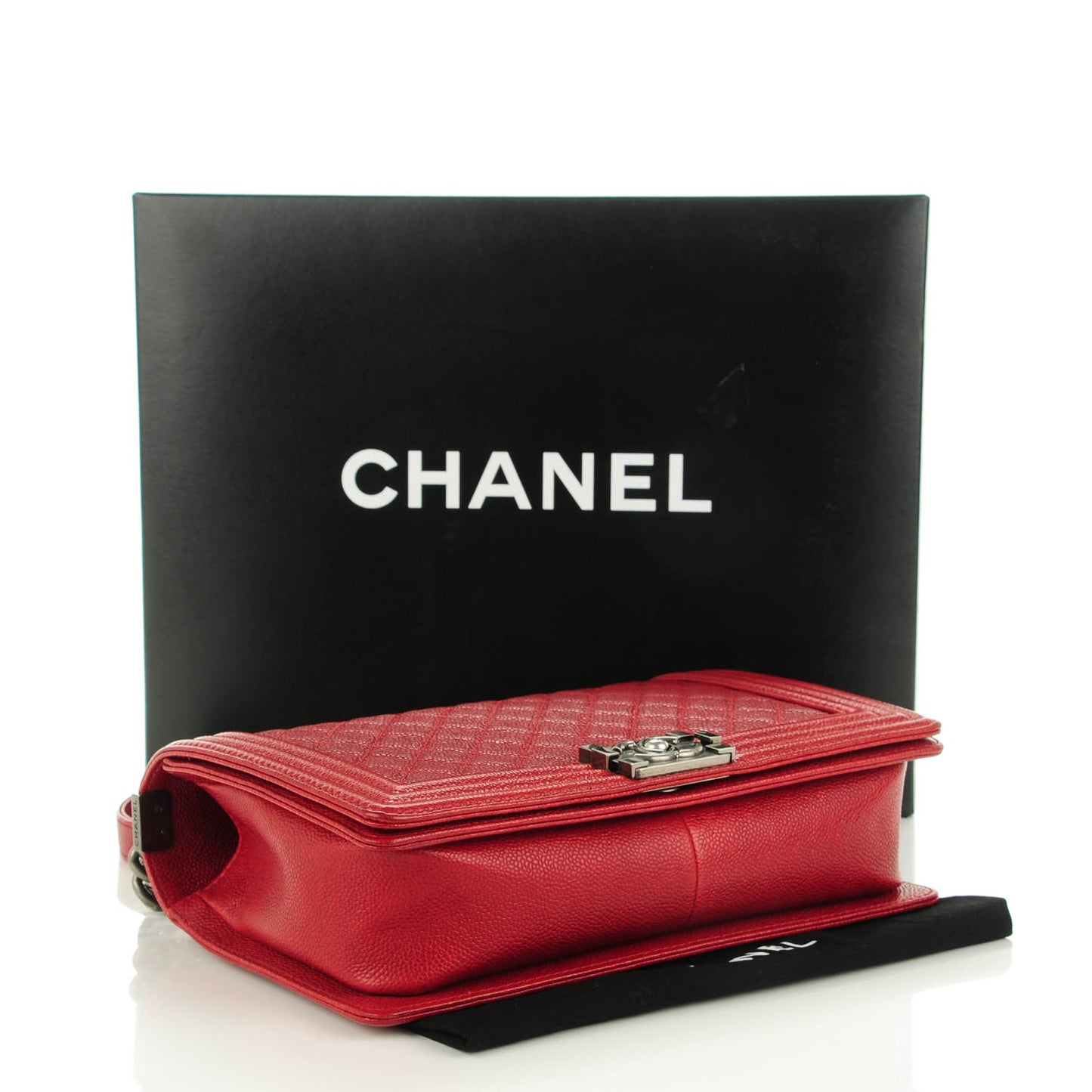Caviar Quilted New Medium Boy Flap Dark Red