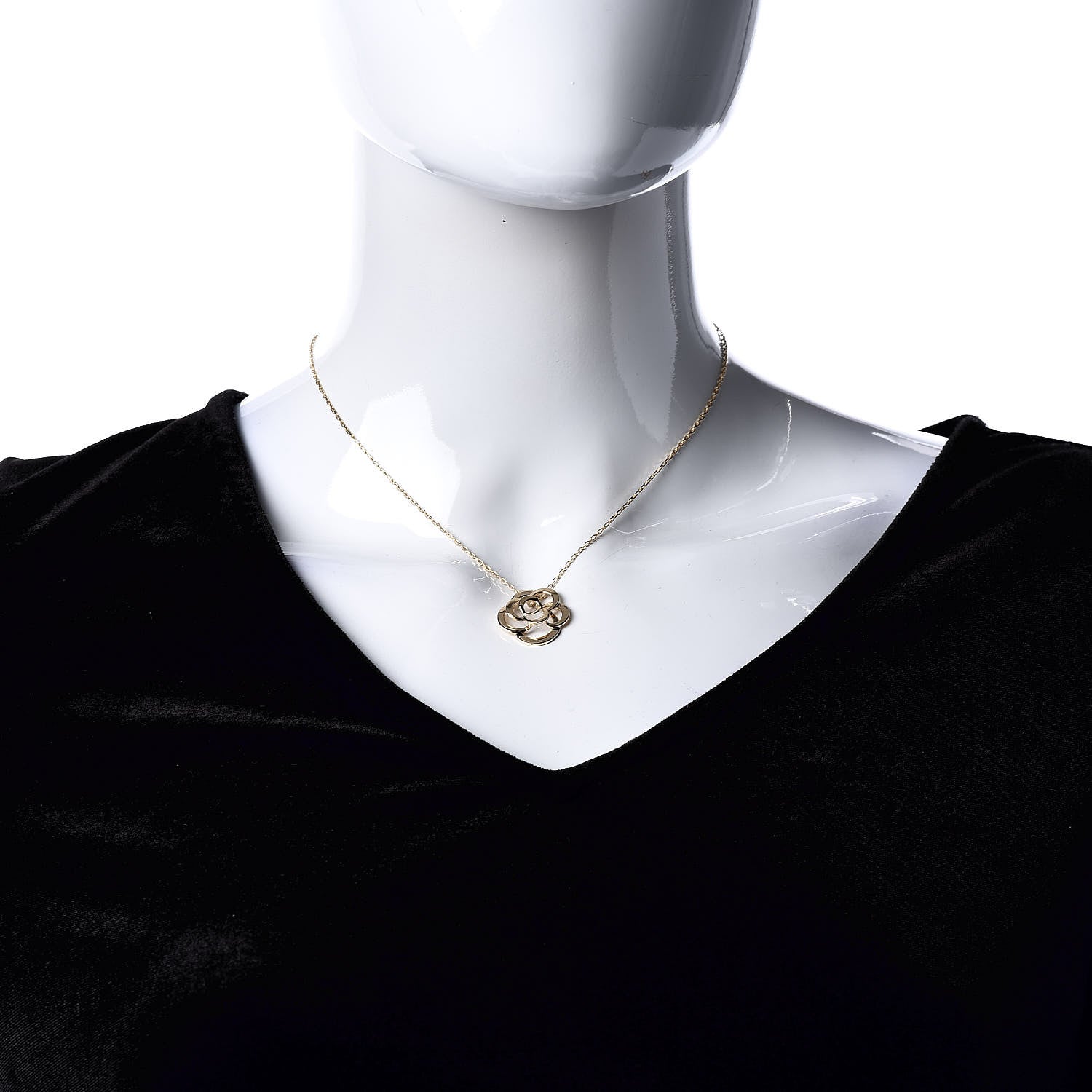 Chanel 18K Yellow Gold Fil de Camelia Pendant Necklace 2 of 7