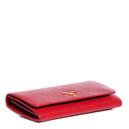 Prada Saffiano Metal Continental Flap Wallet Fuoco 7 of 12
