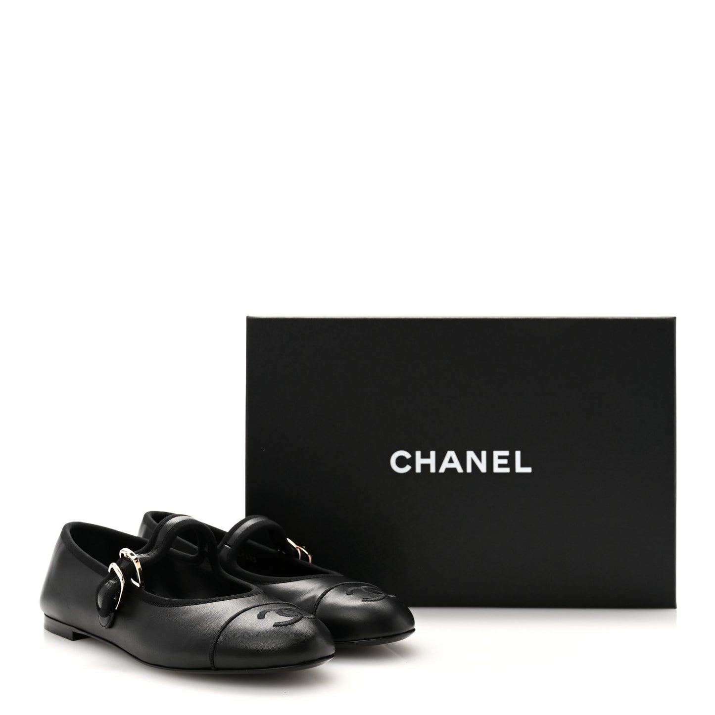 Lambskin Mary Jane Flats 37 Black