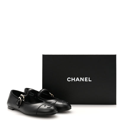 Chanel Lambskin Mary Jane Flats 37 Black 9 of 9