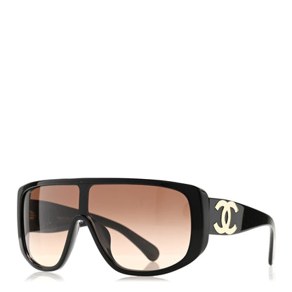 Chanel Acetate Shield Sunglasses 5495 Black 1 of 7