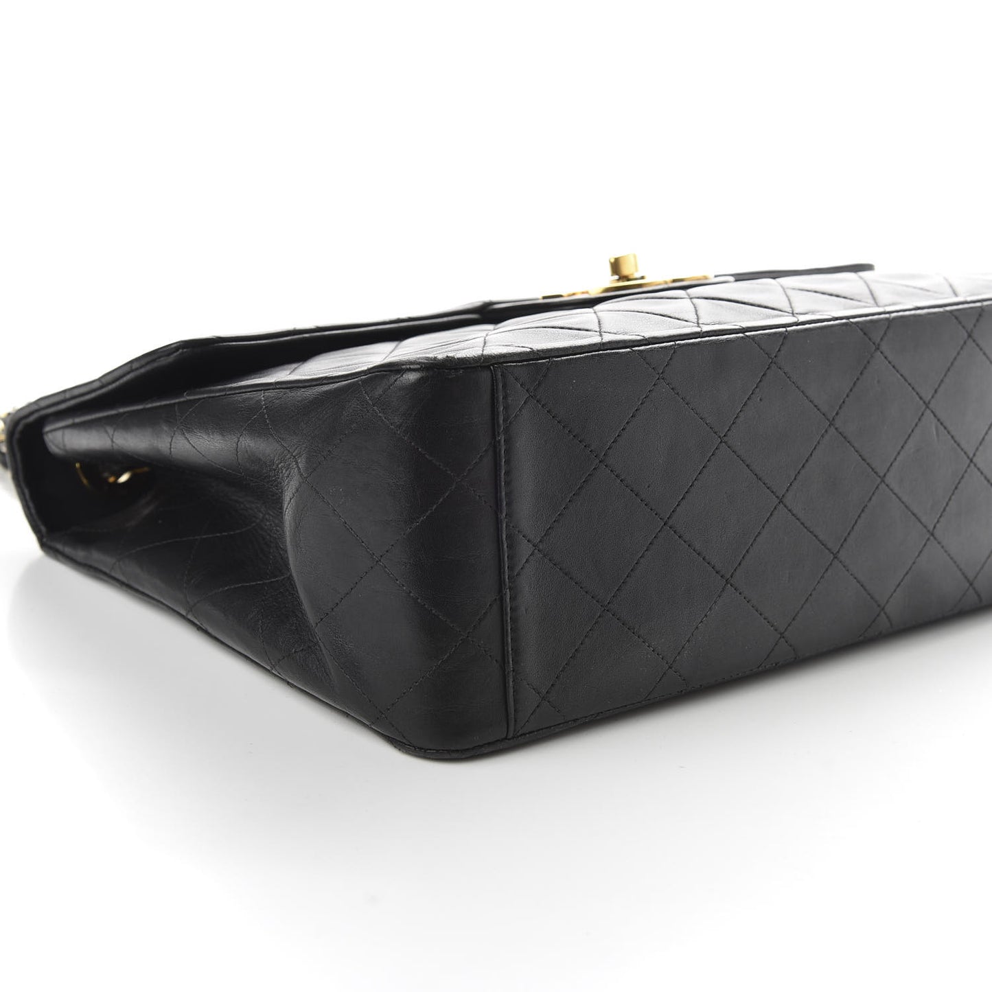 Lambskin Quilted XL Jumbo Single Flap Black