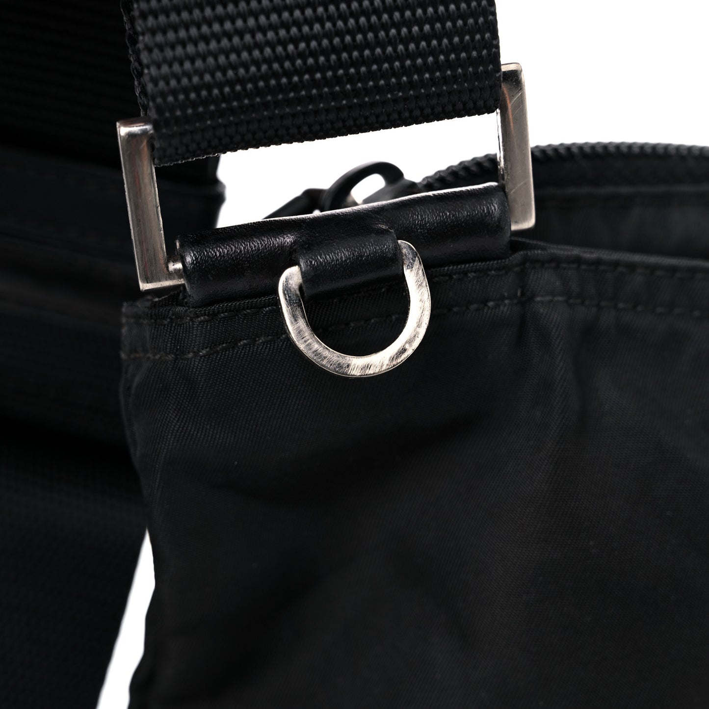 Nylon Saffiano Flat Messenger Bag Black