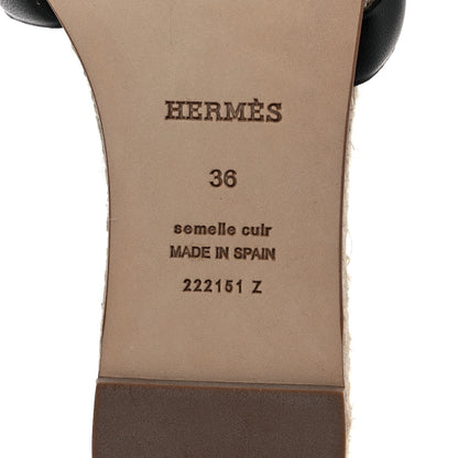 Hermes Nappa Famosa Espadrille Sandals 36 Black 6 of 7