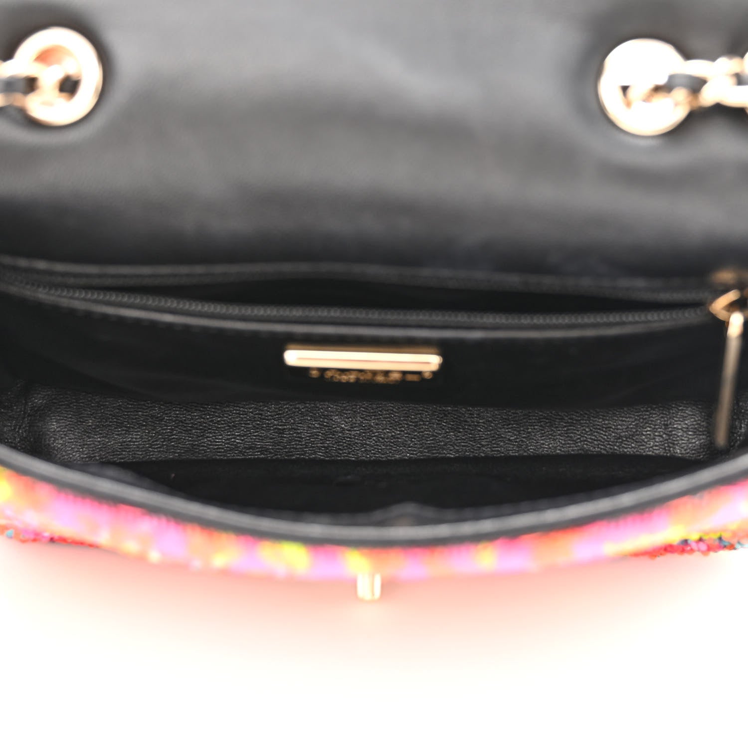 Chanel Sequin Logo Single Flap Orange Turquoise Pink 5 of 10