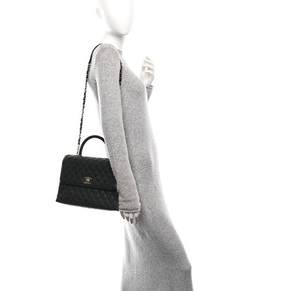 Chanel Caviar Lizard Quilted Medium Coco Handle Flap Black 2 of 10