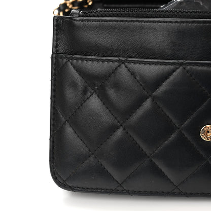 Chanel Lambskin Quilted Wallet On Chain WOC Black 17 of 19