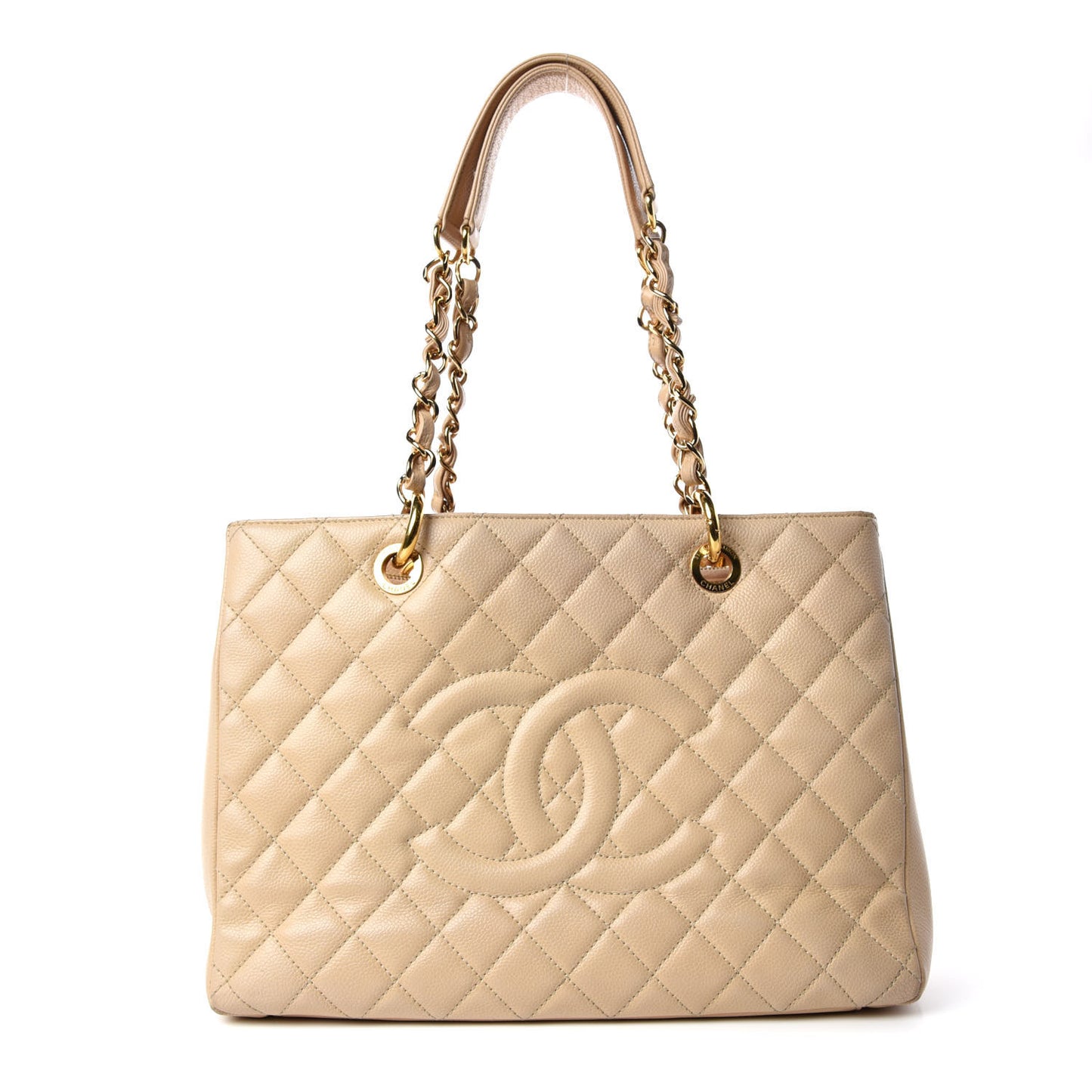 Caviar Quilted Grand Shopping Tote GST Beige Clair