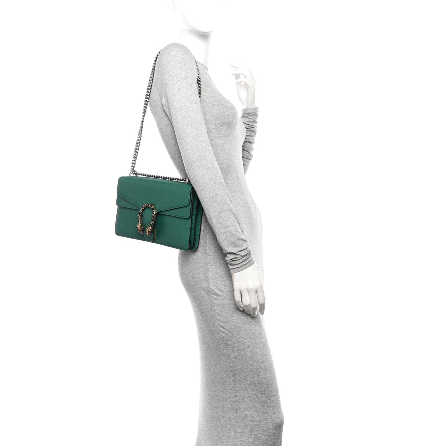 Pebbled Calfskin Small Dionysus Shoulder Bag Emerald
