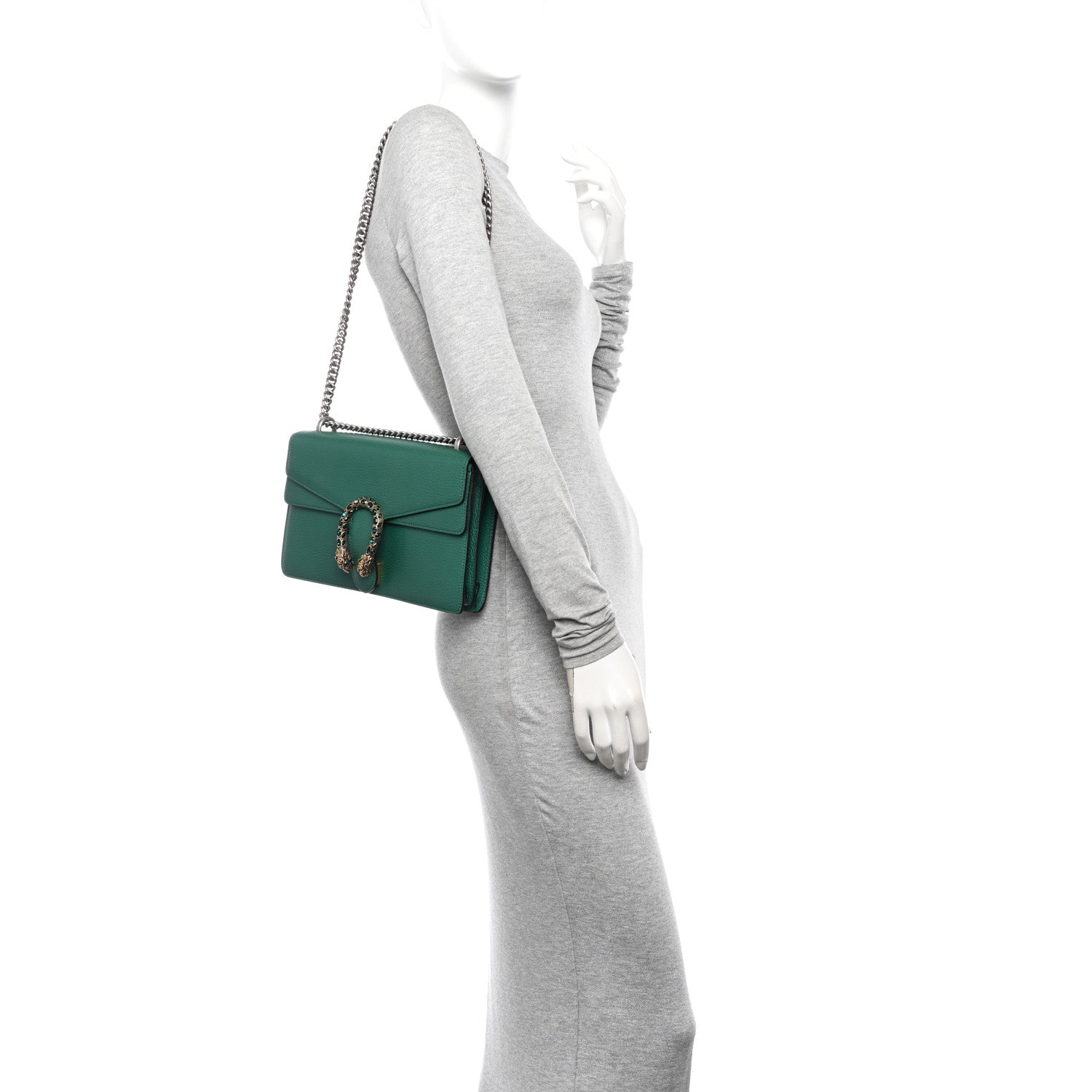 Gucci Pebbled Calfskin Small Dionysus Shoulder Bag Emerald 3 of 10
