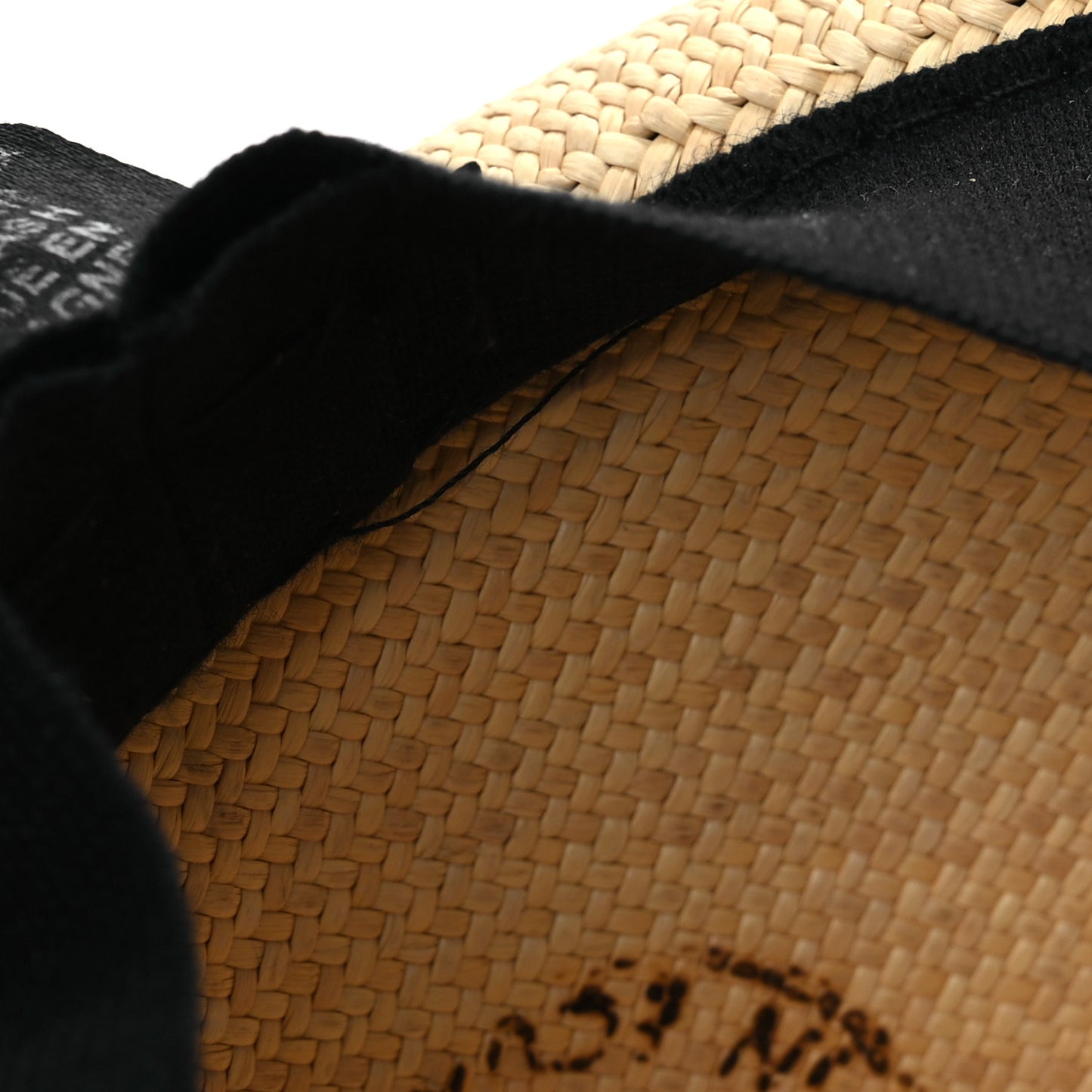 Straw Grosgrain Ribbon Fedora Hat M Beige Black