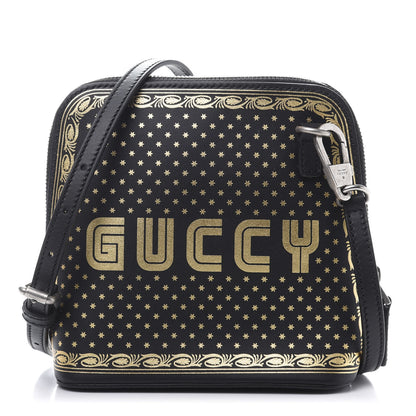 Gucci X SEGA Calfskin GUCCY Stars Mini Dome Shoulder Bag Black Gold 1 of 12